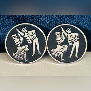 1950's Vintage Samba Dance Cufflinks Flamenco Tango Dancers Mid Century